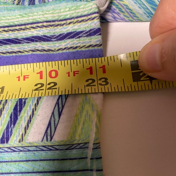 Chicos Shirt Womens 3 Extra Large Blue Green White Top Tunic Casual - EUC - Picture 4 of 6